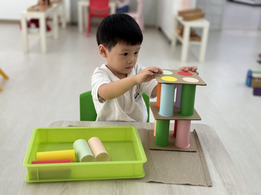Montessori Kids Academy Stacking Tower With Matching Colour